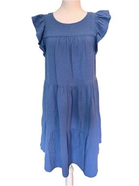 J. Crew Royal Blue Tiered Gauze Dress